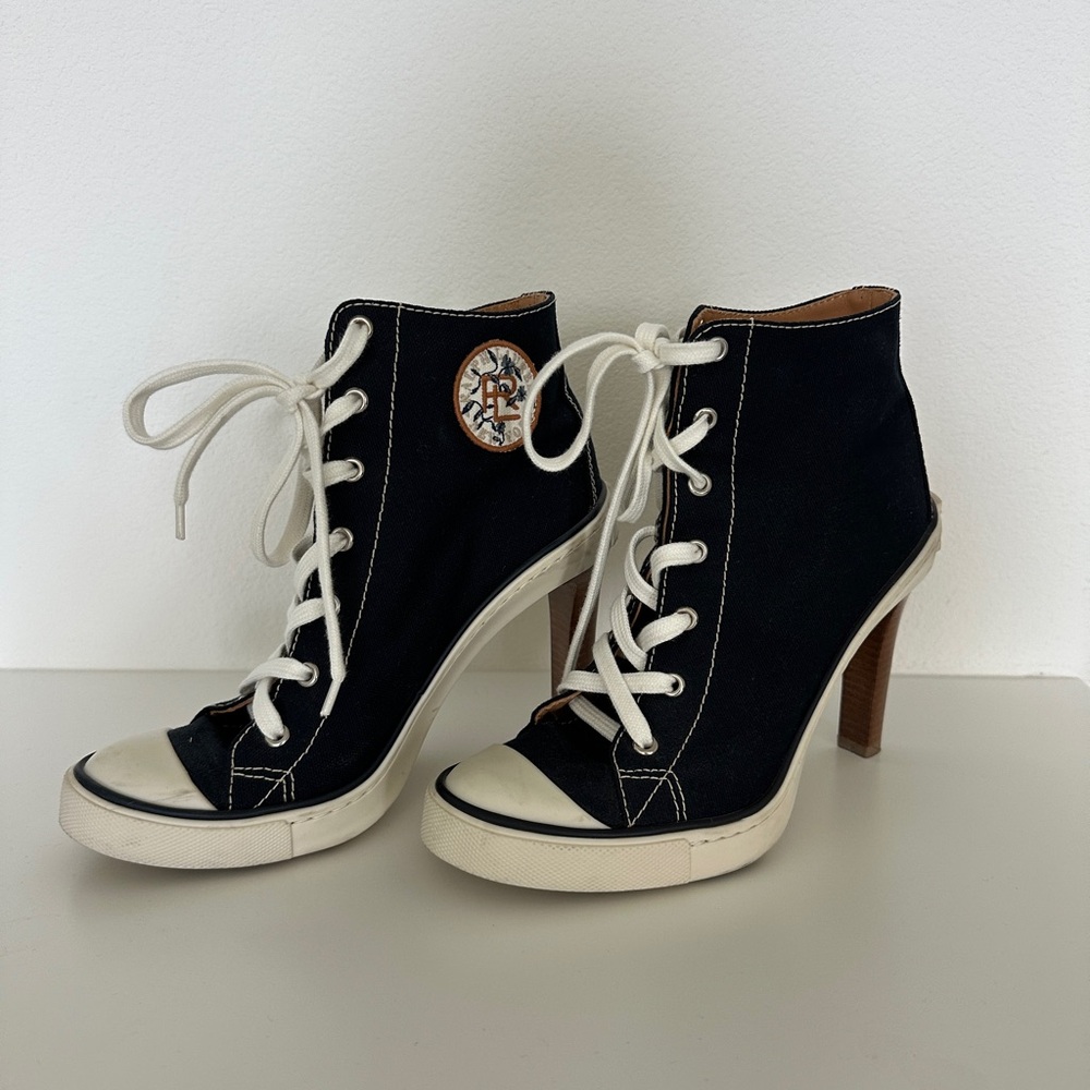 Ralph Lauren Blue Denim Raelyn Sneaker Pump Boots